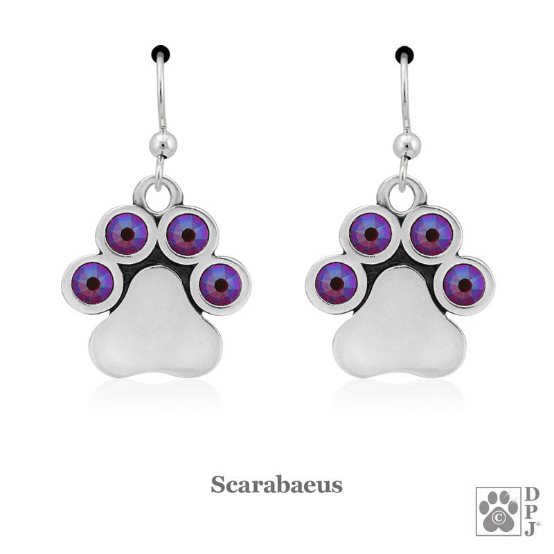 You Are My Shining Light Birthstone Paw Print Earrings