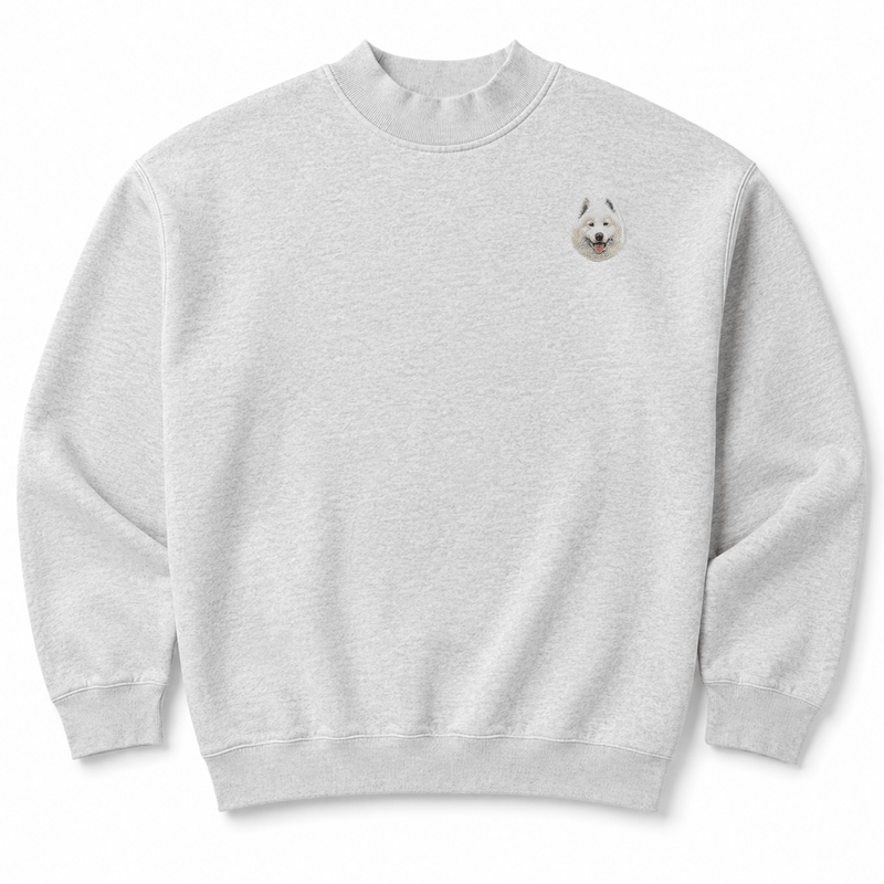 Samoyed Embroidered Mock Neck Sweatshirt