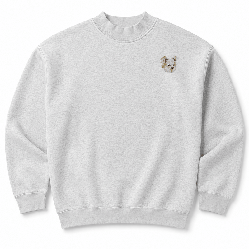 Chihuahua Embroidered Mock Neck Sweatshirt