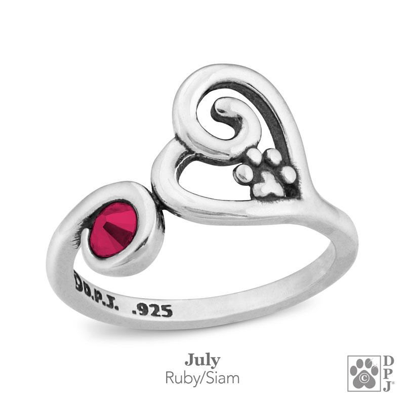 Sterling Silver Pawer of Love Adjustable Ring w/Crystal