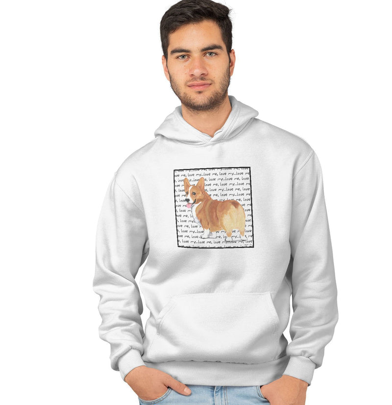 Corgi Love Text - Adult Unisex Hoodie Sweatshirt