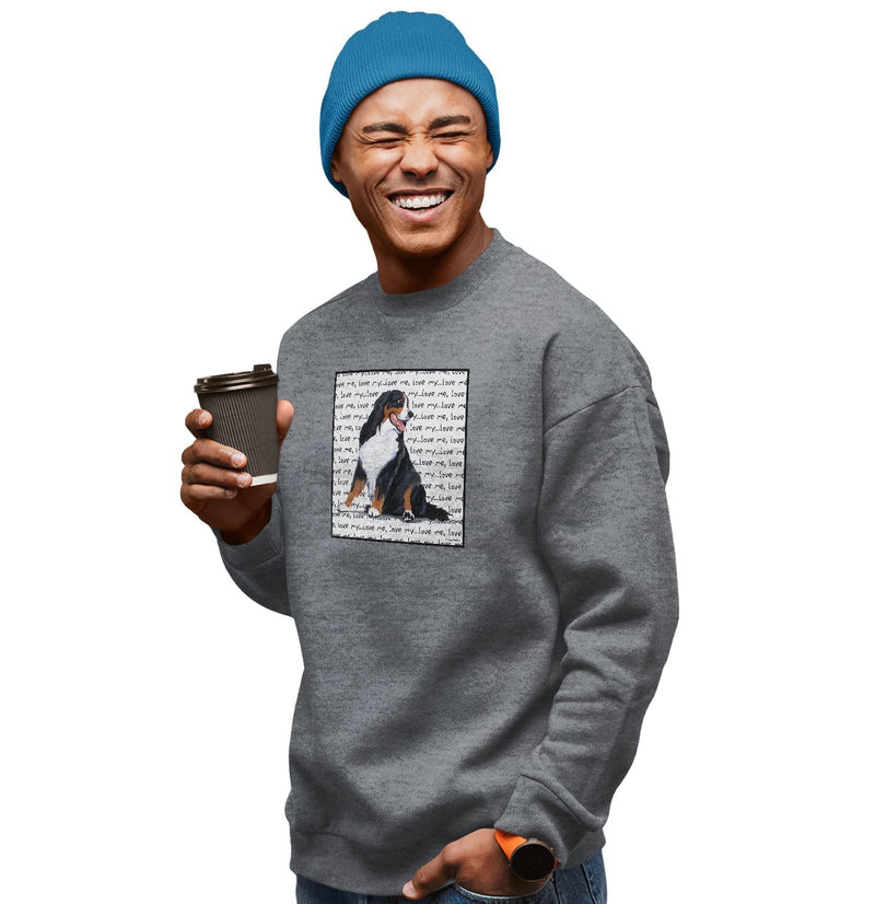 Bernese Mountain Dog Love Text - Adult Unisex Crewneck Sweatshirt