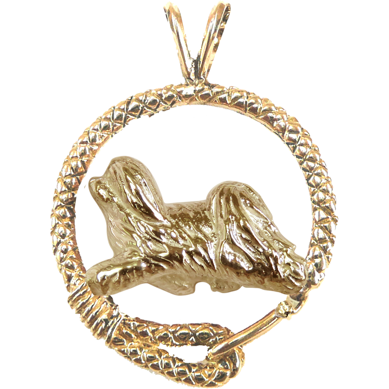 Solid 14K Gold Havanese Leash Pendant