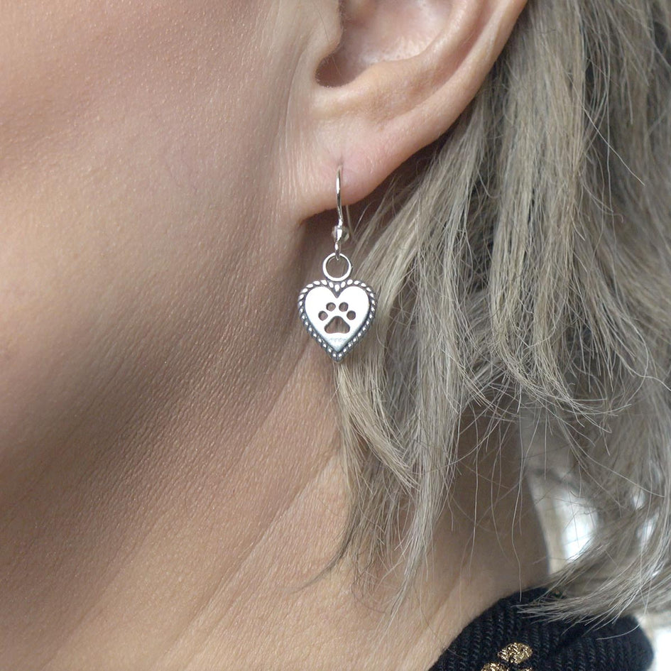 Roped Into Your Love Heart Paw and Heart Earrings