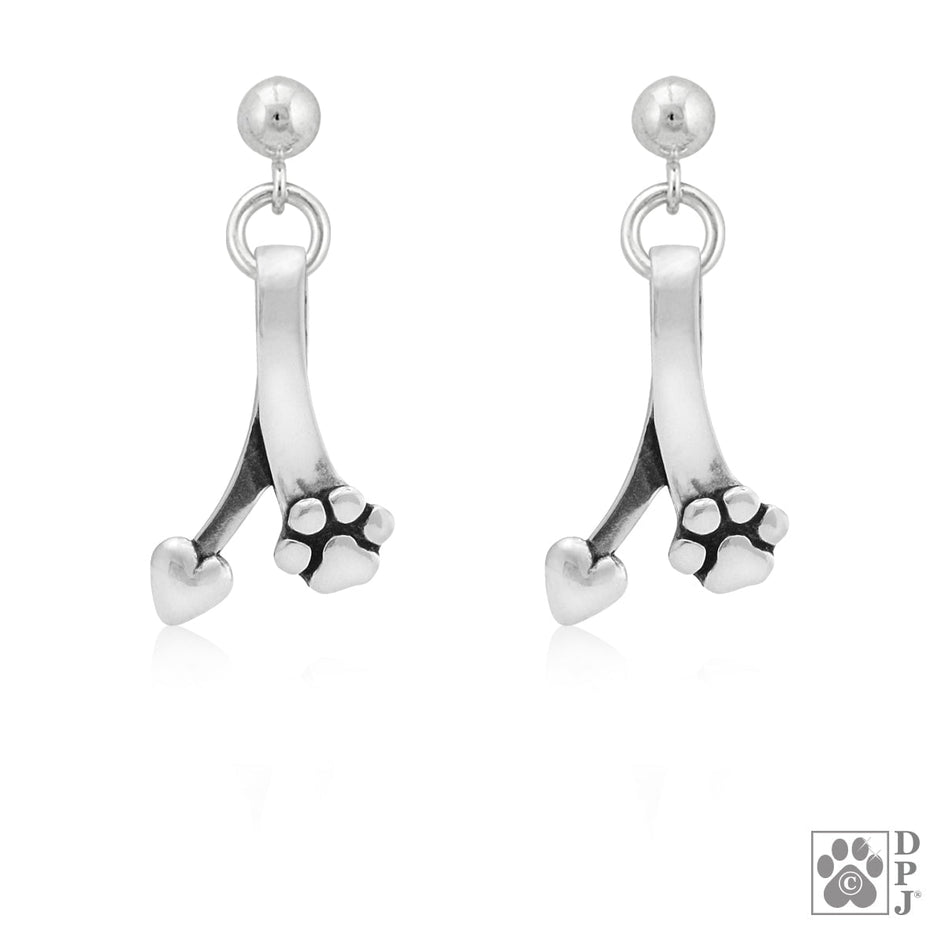 Canine Ties of Love Paw and Heart Earrings