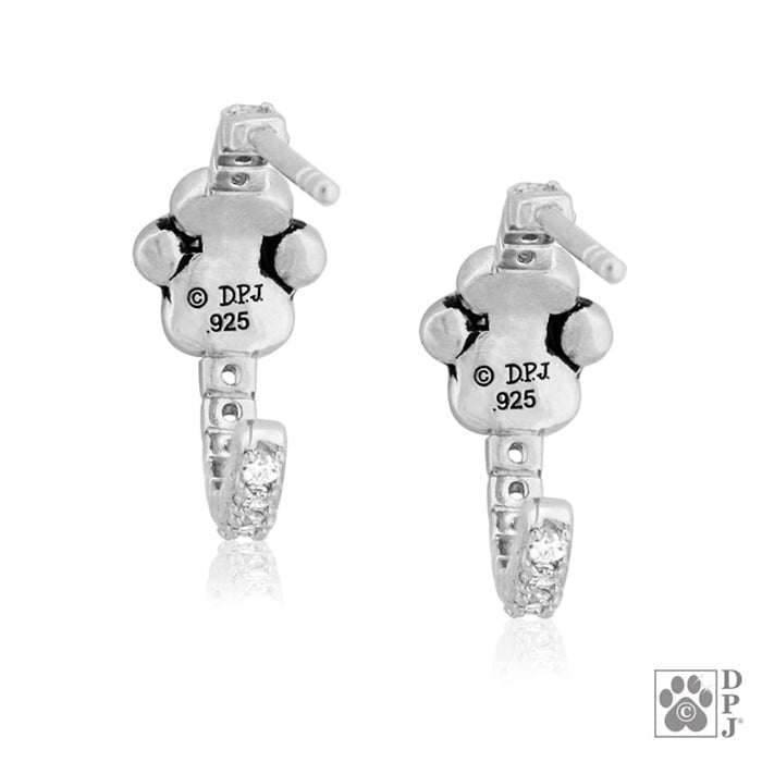 Paw Print Cubic Zirconia Hoop Earring