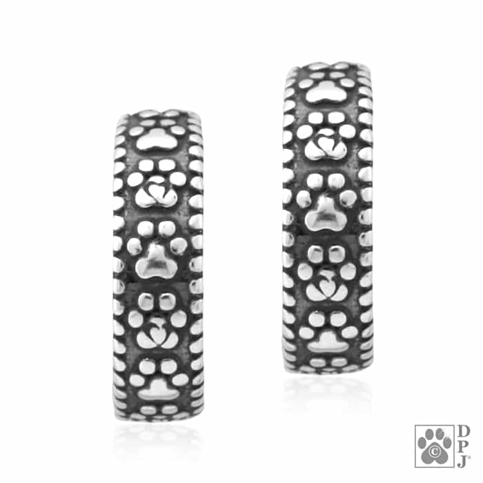 Paw Print Never Ending Paw Hoop Earrings