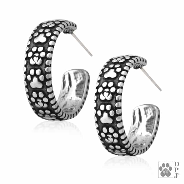 Paw Print Never Ending Paw Hoop Earrings