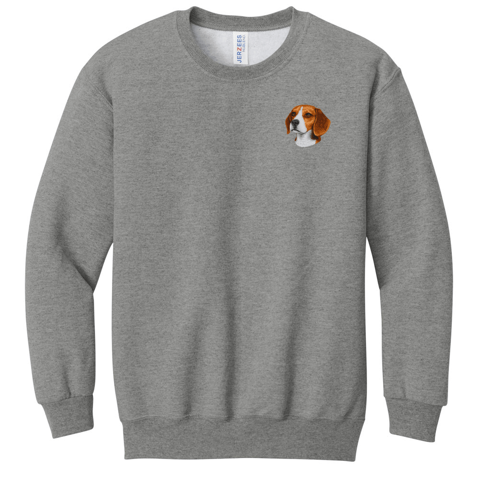 Beagle Embroidered Youth Crewneck Sweatshirt