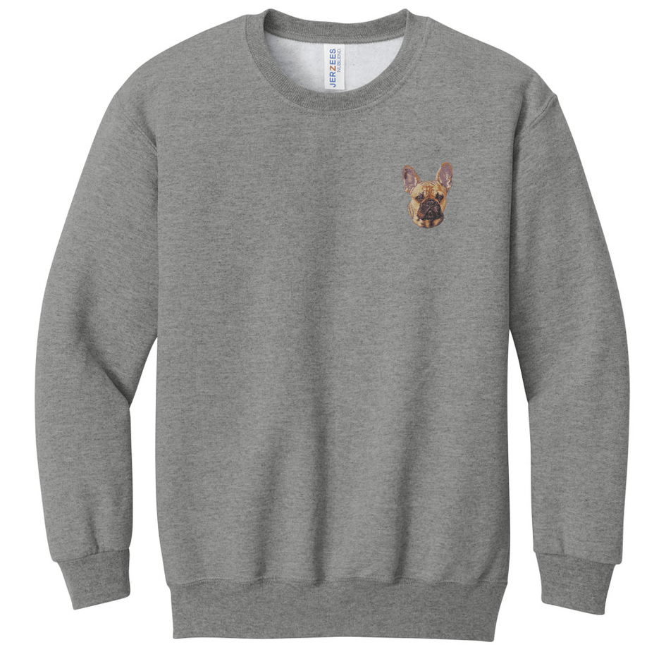 French Bulldog Embroidered Youth Crewneck Sweatshirt
