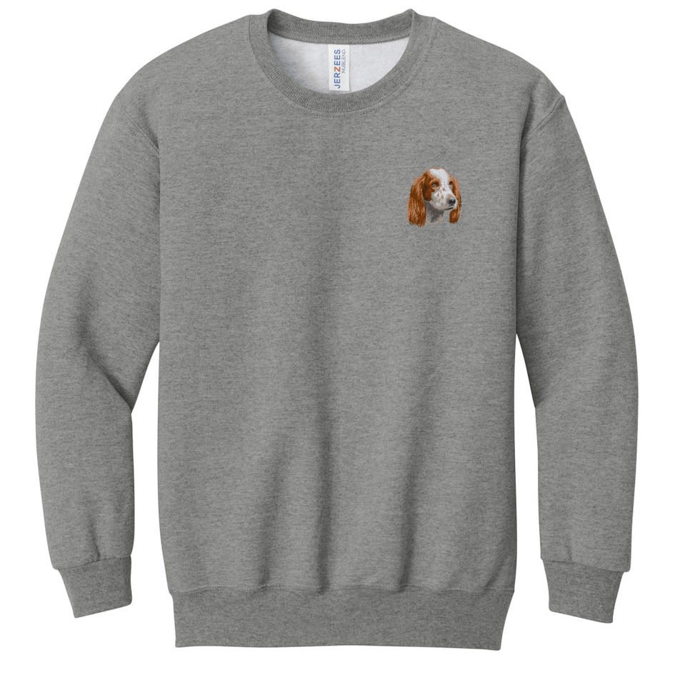 Irish Red & White Setter Embroidered Youth Crewneck Sweatshirt