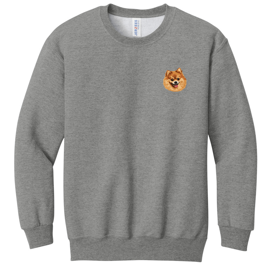 Pomeranian Embroidered Youth Crewneck Sweatshirt