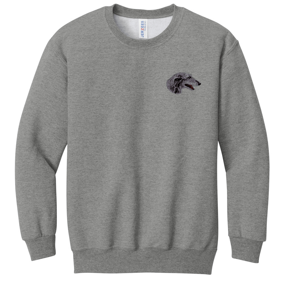 Scottish Deerhound Embroidered Youth Crewneck Sweatshirt