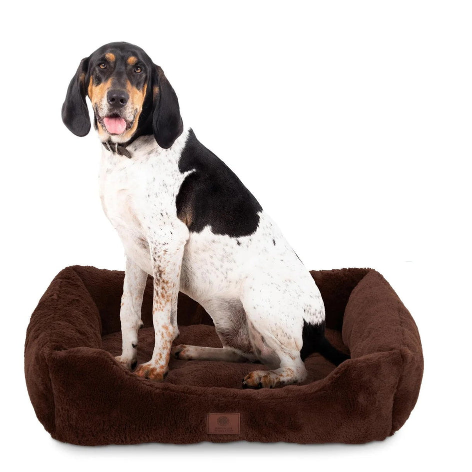 AMERICAN KENNEL CLUB Cuddler Pet Bed with Low-Profile Entrance – 30" Plush Dog Bed for Medium Breeds Up to 50 lbs, Ultra-Soft Washable Bed with Non-Slip Bottom, Durable High-Loft Filling, Brown