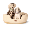 American Kennel Club 26" Clamshell Cuddler Dog Bed - Plush Popcorn Texture, Washable, Non-Slip, for Medium & Large Dogs