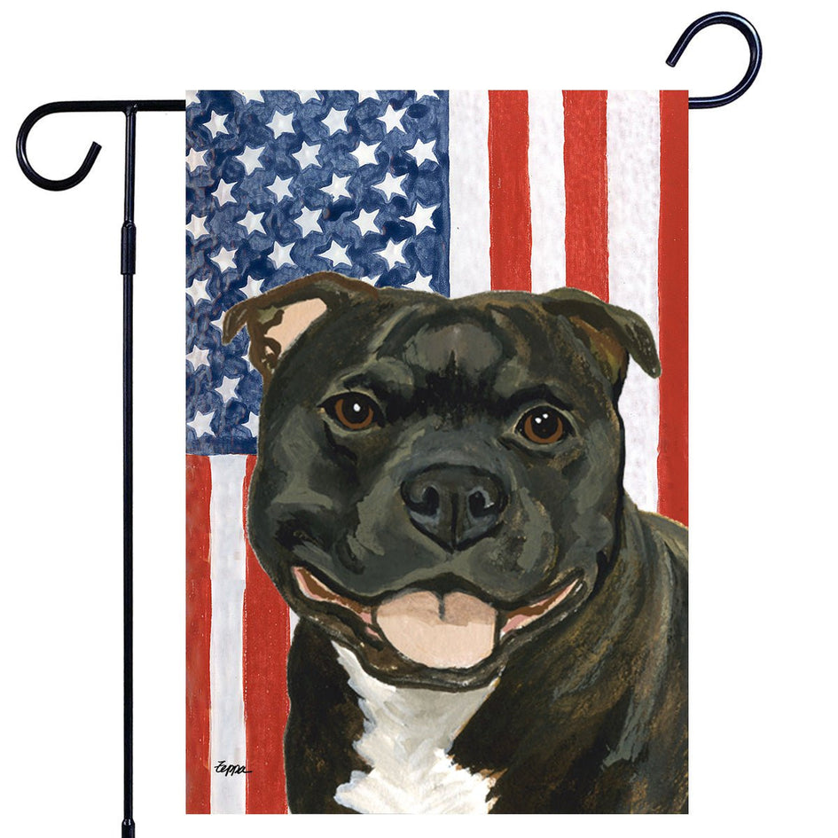 Staffordshire Bull Terrier Americana Garden Flag
