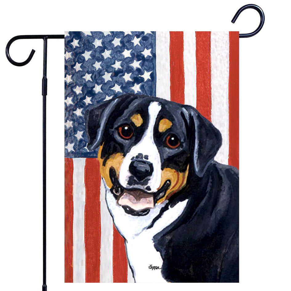 Greater Swiss Mountain Dog Americana Garden Flag