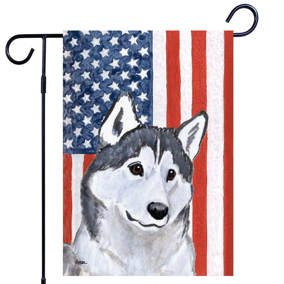 Siberian Husky Americana Garden Flag