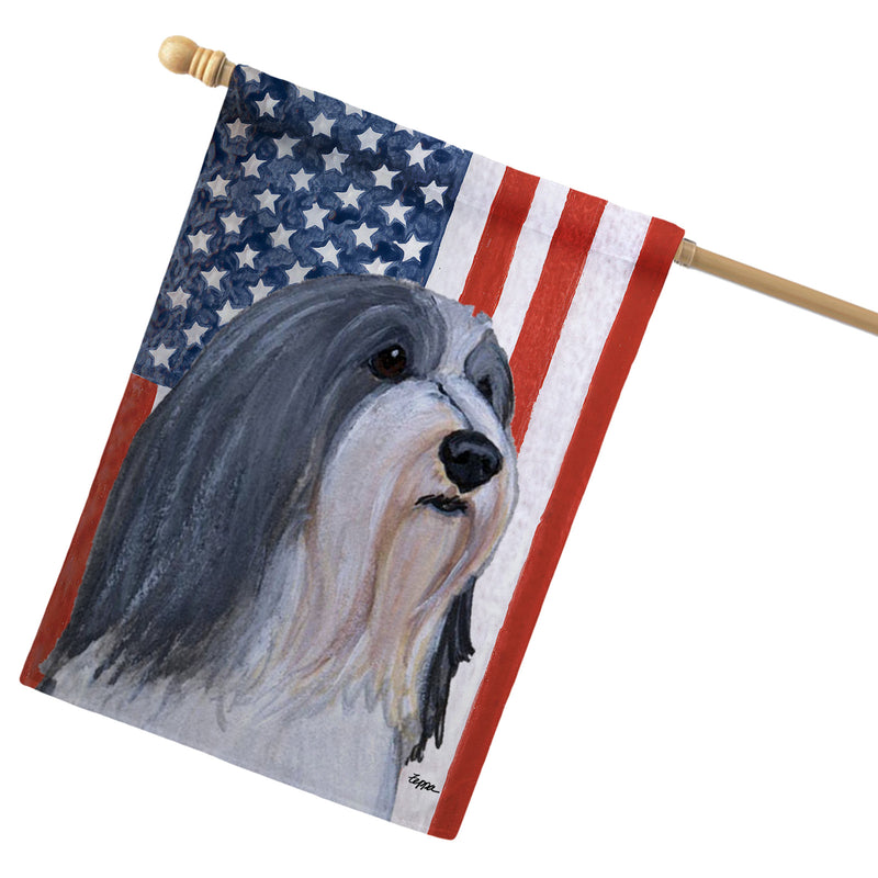 Bearded Collie Americana House Flag