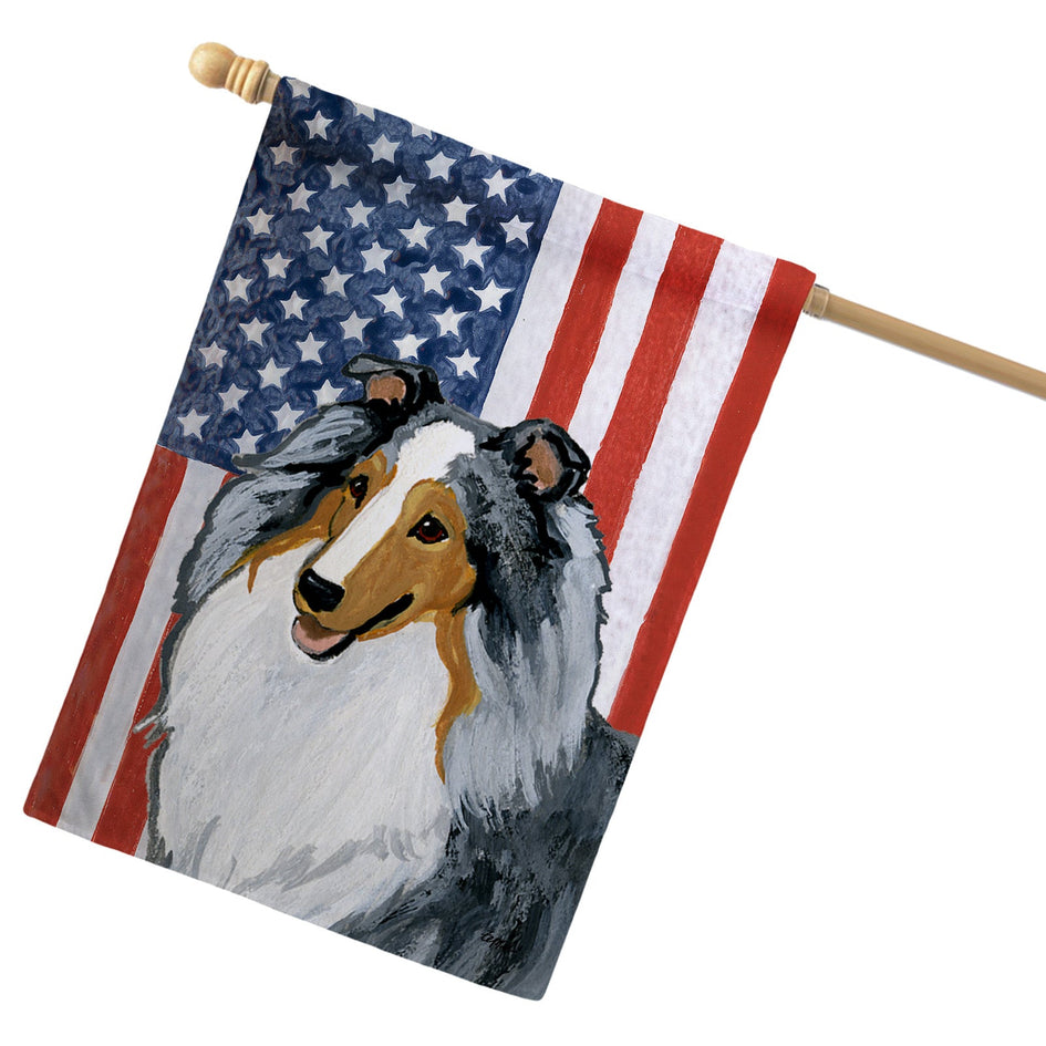 Shetland Sheepdog Americana House Flag