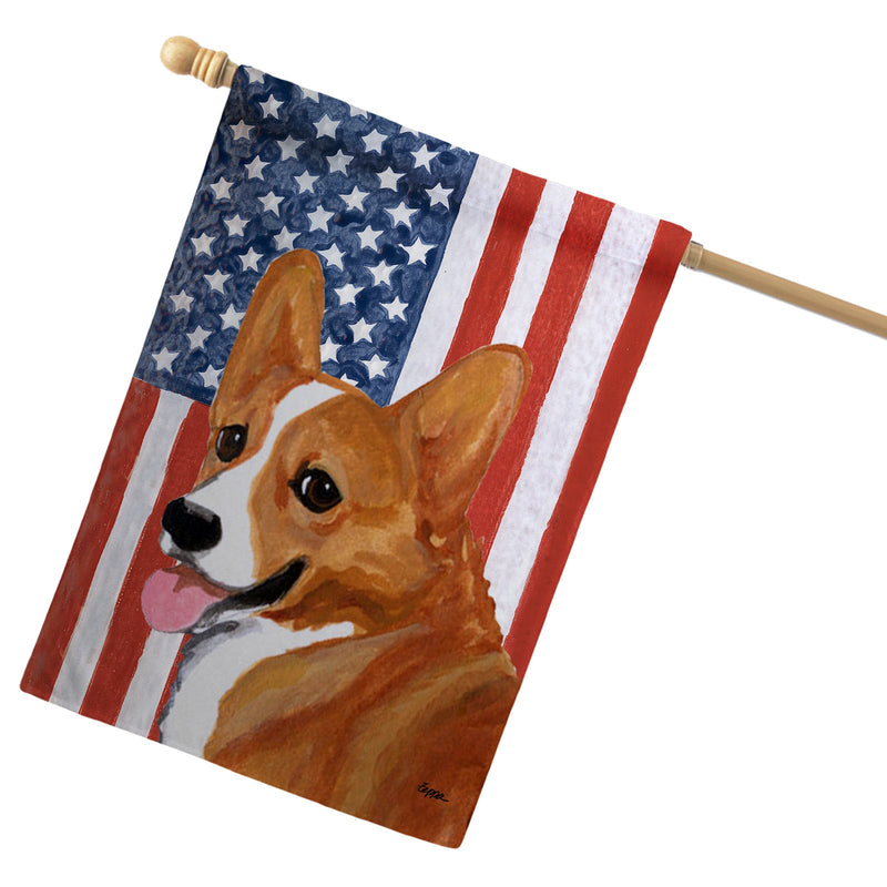 Pembroke Welsh Corgi Americana House Flag