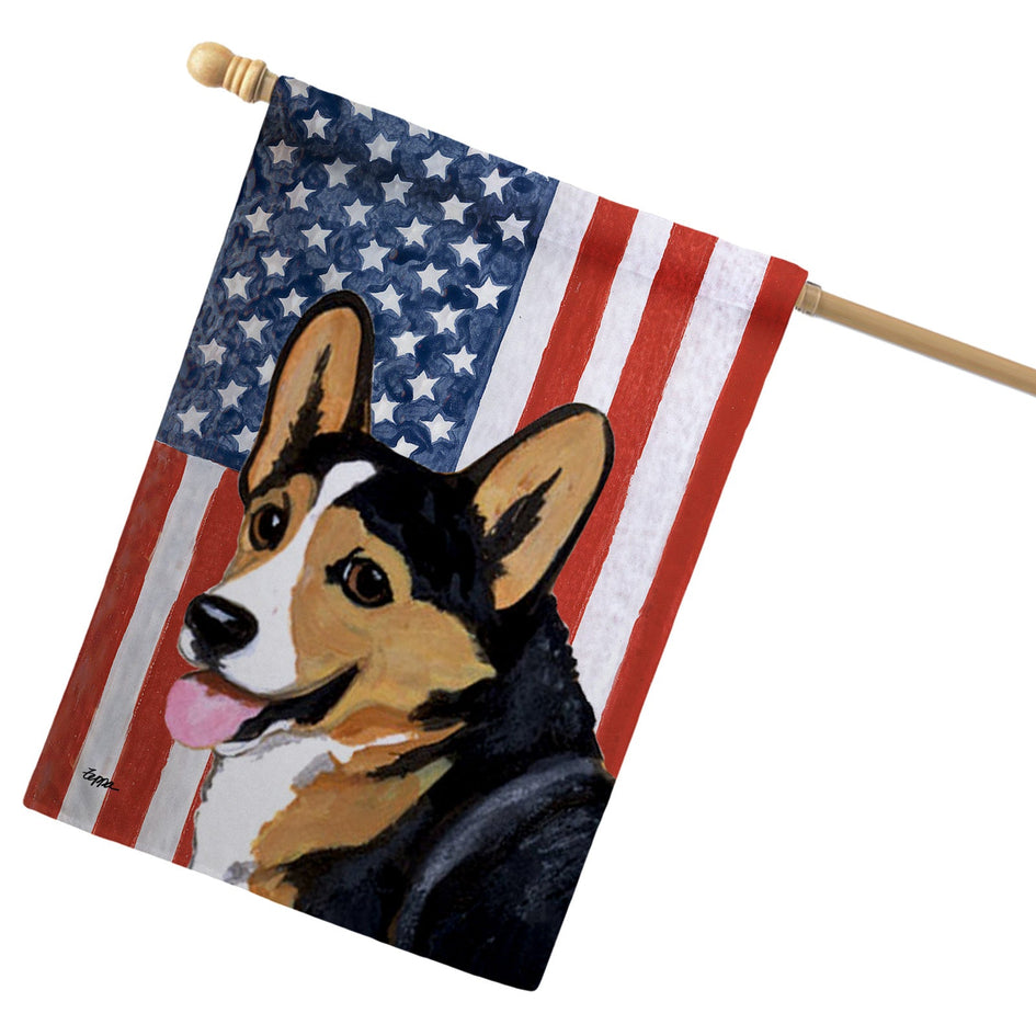 Pembroke Welsh Corgi Americana House Flag