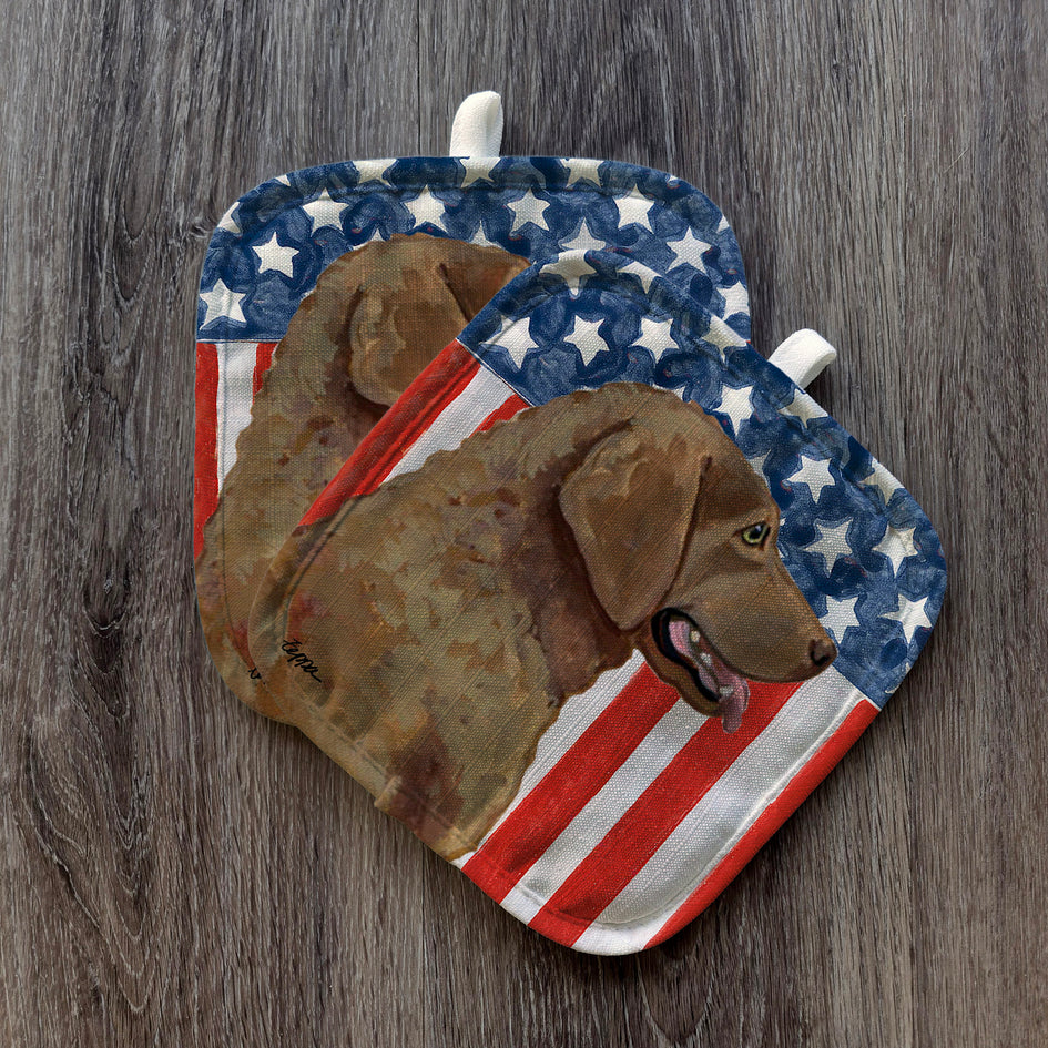 Chesapeake Bay Retriever  Americana Pot Holder Set