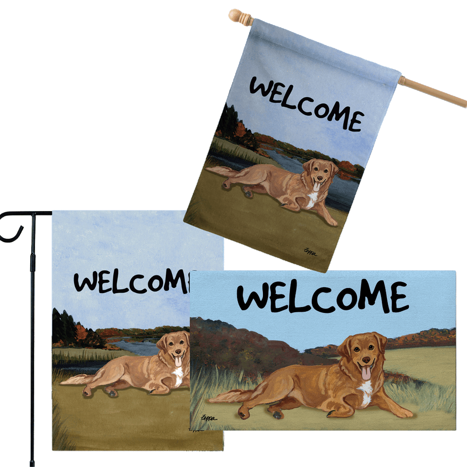 Nova Scotia Duck Toller 3 Piece Bundle - House Flag, Garden Flag, & Welcome Mat