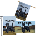 Portuguese Water Dog Black 3 Piece Bundle - House Flag, Garden Flag, & Welcome Mat