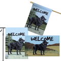 Schipperke 3 Piece Bundle - House Flag, Garden Flag, & Welcome Mat