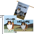 Shetland Sheepdog 3 Piece Bundle - House Flag, Garden Flag, & Welcome Mat