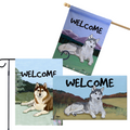 Siberian Husky 3 Piece Bundle - House Flag, Garden Flag, & Welcome Mat