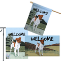 Smooth Fox Terrier 3 Piece Bundle - House Flag, Garden Flag, & Welcome Mat
