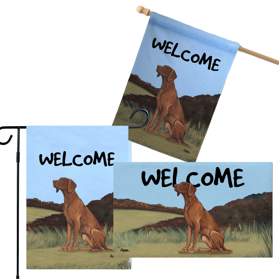 Vizsla 3 Piece Bundle - House Flag, Garden Flag, & Welcome Mat