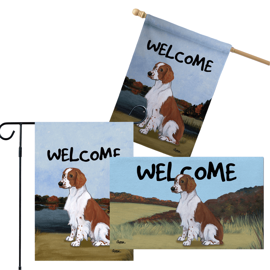 Welsh Springer 3 Piece Bundle - House Flag, Garden Flag, & Welcome Mat