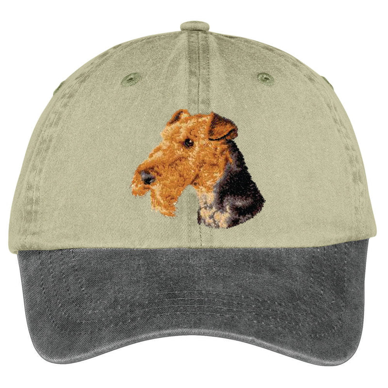 Airedale Terrier  Embroidered Two Tone Baseball Cap