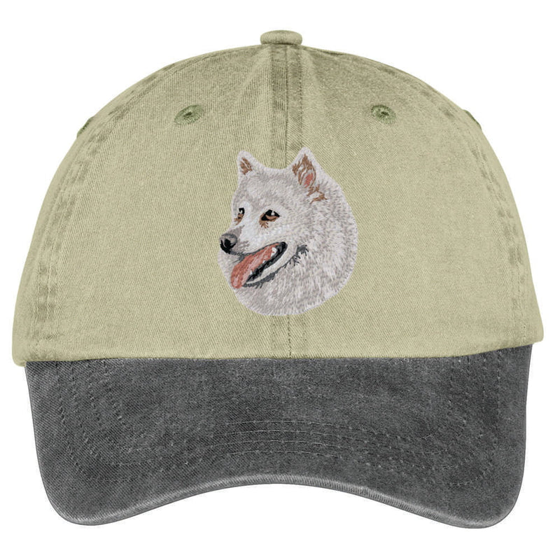 American Eskimo Dog  Embroidered Two Tone Baseball Cap