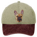 French Bulldog  Embroidered Two Tone Baseball Cap