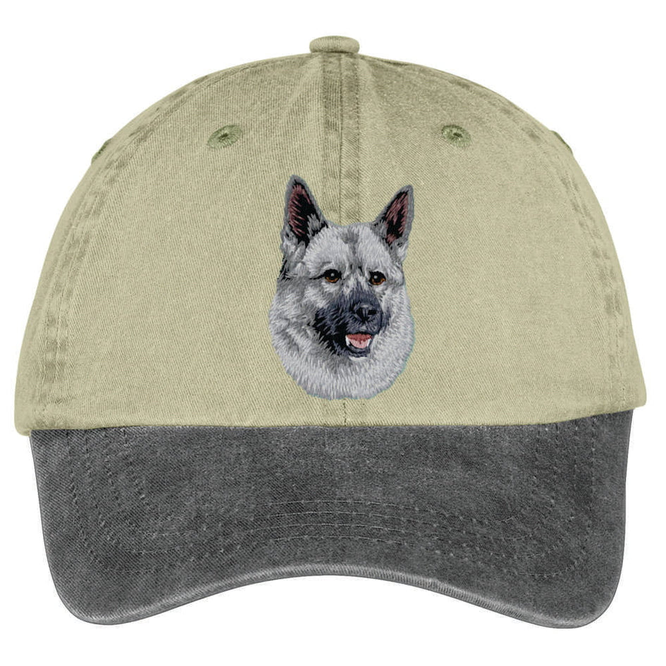 Norwegian Elkhound  Embroidered Two Tone Baseball Cap