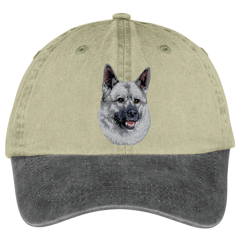 Norwegian Elkhound  Embroidered Two Tone Baseball Cap