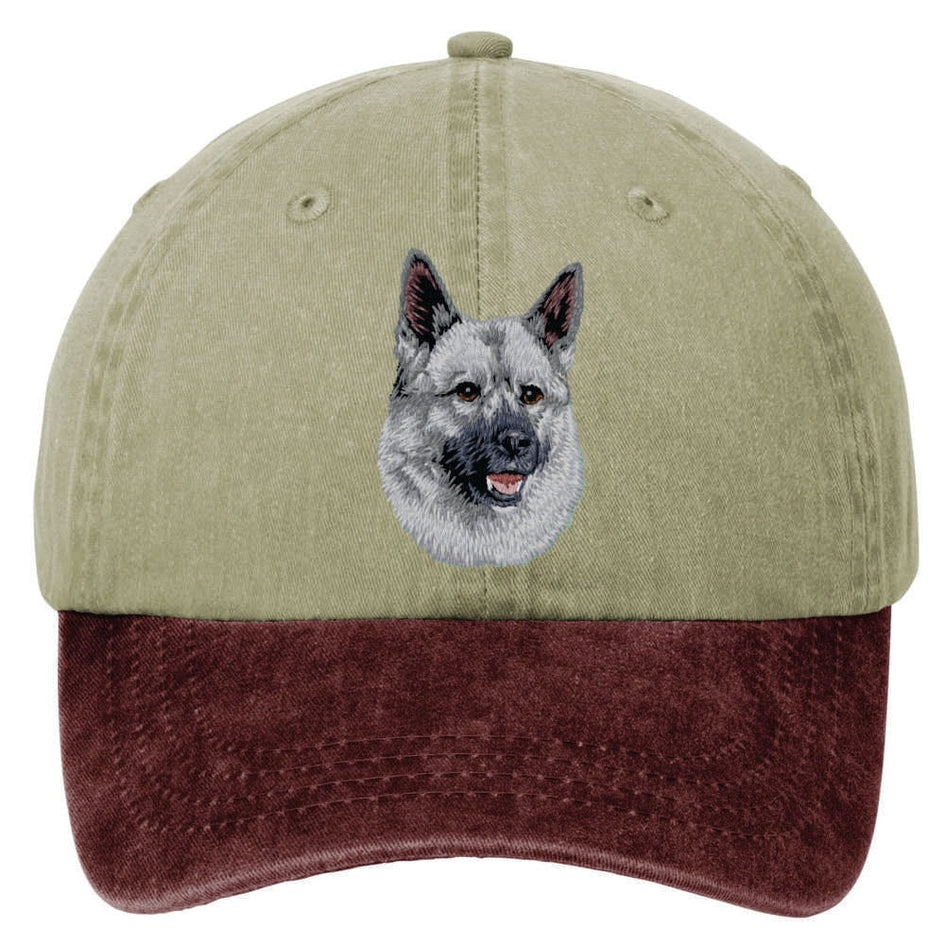 Norwegian Elkhound  Embroidered Two Tone Baseball Cap