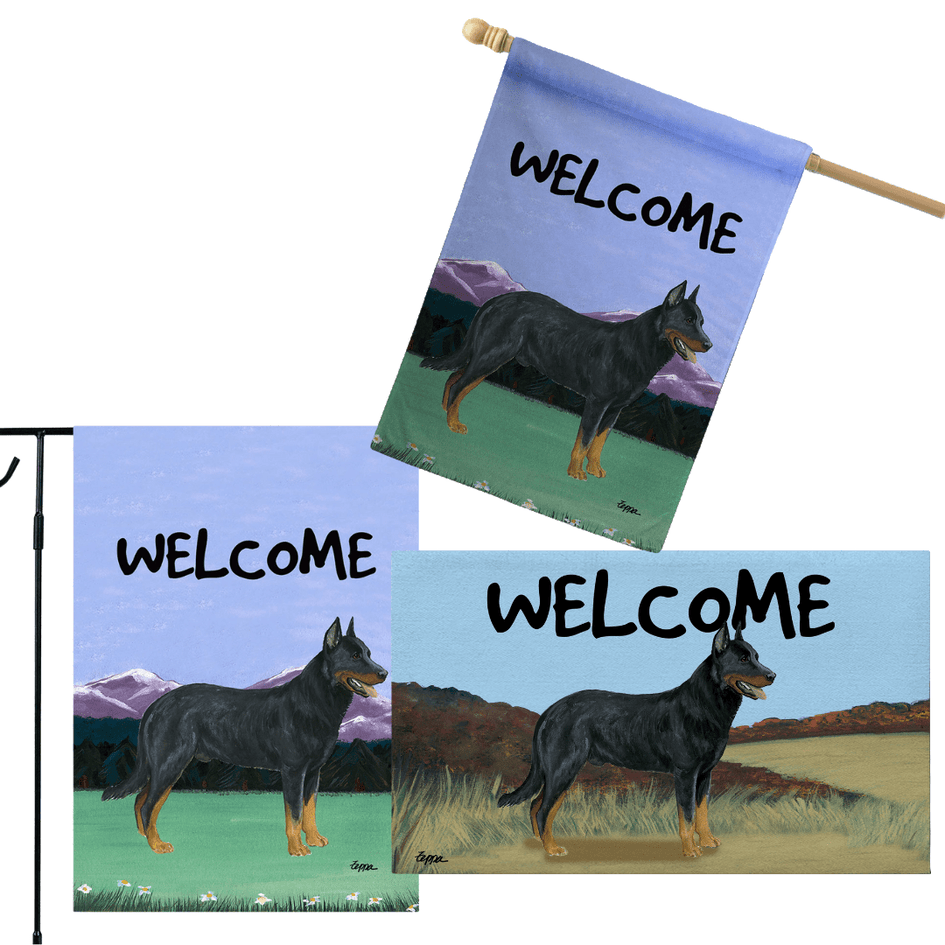 Beauceron 3 Piece Bundle - House Flag, Garden Flag, & Welcome Mat