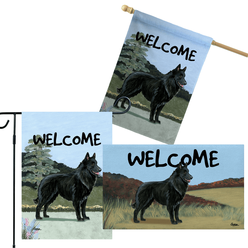 Belgian Shepherd 3 Piece Bundle - House Flag, Garden Flag, & Welcome Mat
