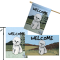 Bichon Frise 3 Piece Bundle - House Flag, Garden Flag, & Welcome Mat