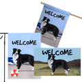 Border Collie 3 Piece Bundle - House Flag, Garden Flag, & Welcome Mat