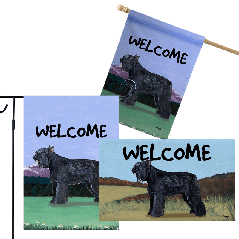 Bouvier des Flandres 3 Piece Bundle - House Flag, Garden Flag, & Welcome Mat