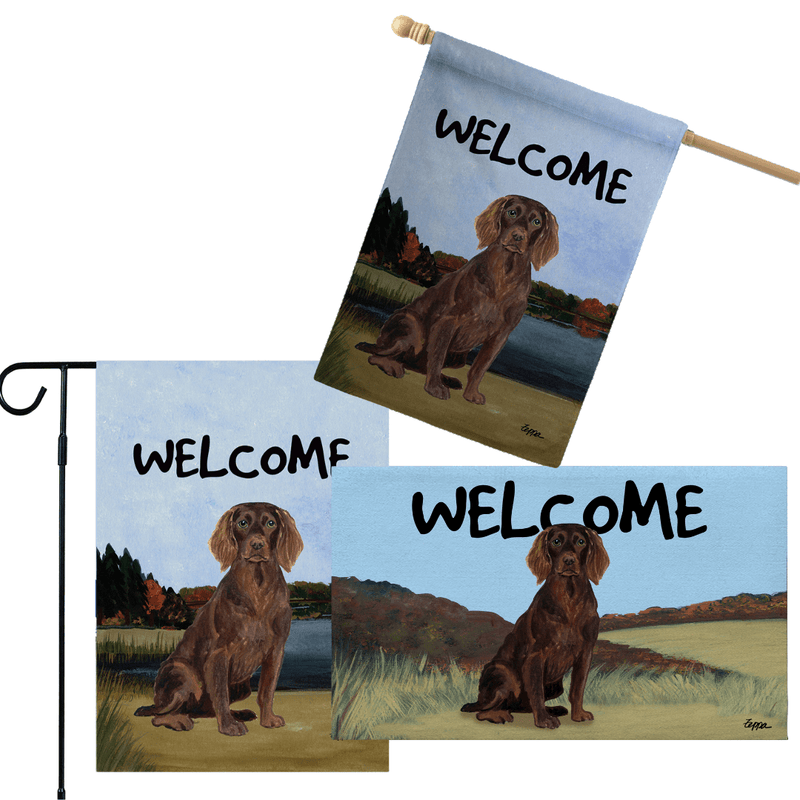 Boykin Spaniel 3 Piece Bundle - House Flag, Garden Flag, & Welcome Mat