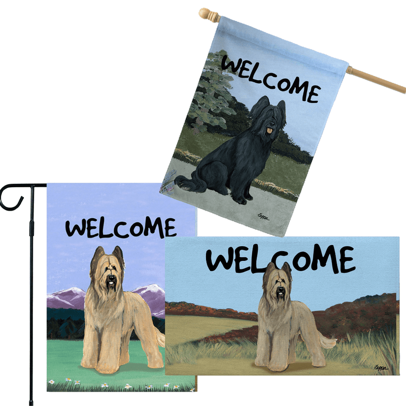 Briard 3 Piece Bundle - House Flag, Garden Flag, & Welcome Mat