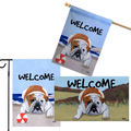 Bulldog 3 Piece Bundle - House Flag, Garden Flag, & Welcome Mat