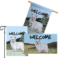 Chinese Crested Powderpuff 3 Piece Bundle - House Flag, Garden Flag, & Welcome Mat